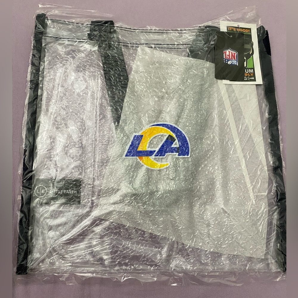 🏈🛍️ Los Angeles LA RAMS Logo
Clear PVC Plastic TOTE BAG -
STADIUM FRIENDLY